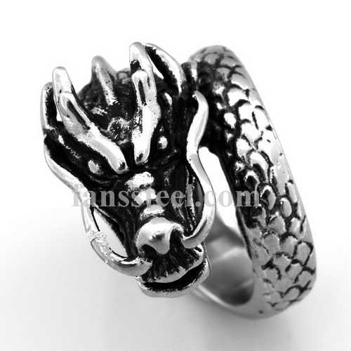 FSR00W07B Spiral Dragon Chinese Zodiac Sign ring 